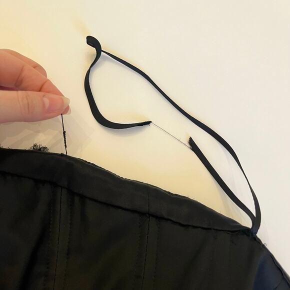 Vintage Y2K Badgley Mischka Strapless Cocktail Dress 2 Black Silk LBD Semi Forma - Picture 16 of 16